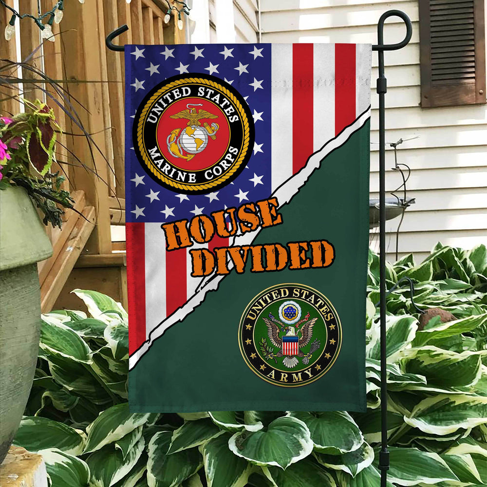US Marines House Divided Veteran Garden Flag Double-sided Print