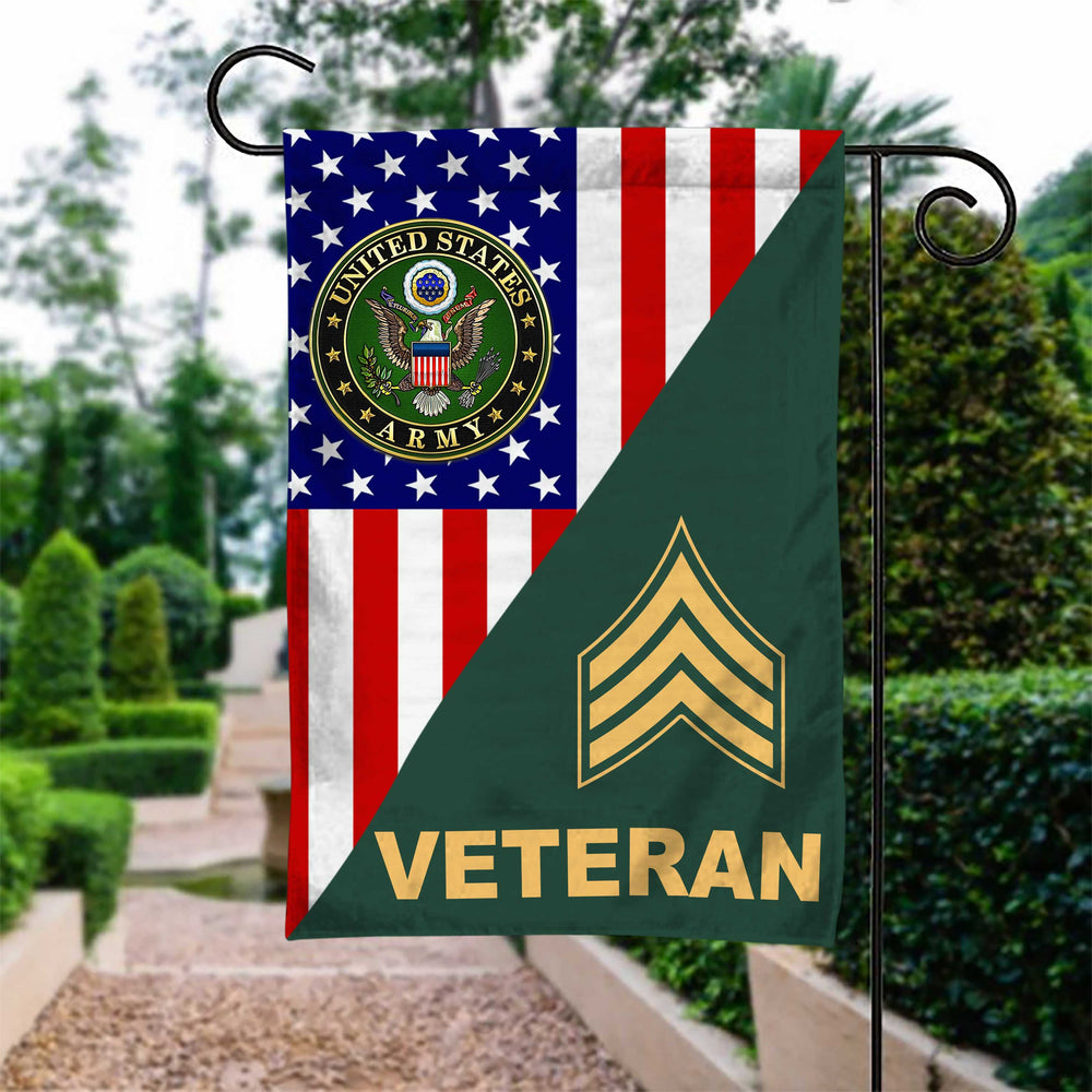 US Army Rank Army Veteran Garden Flag
