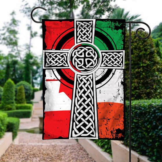 S.t Patrick With Catholic Cross Garden Flag CAN.ENG