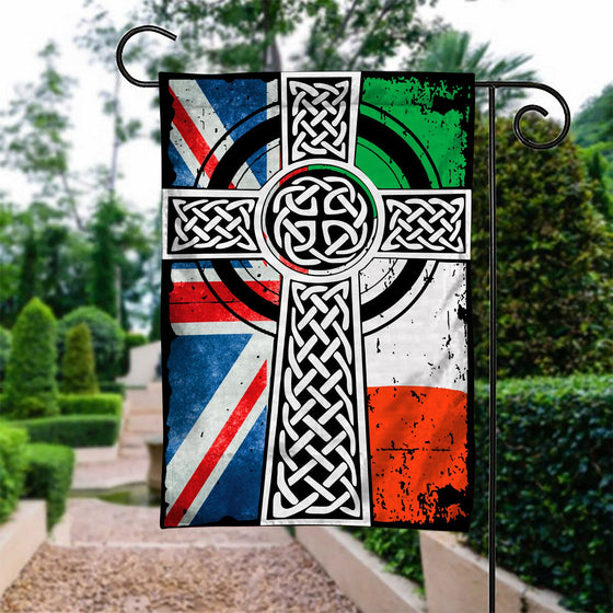 S.t Patrick With Catholic Cross Garden Flag CAN.ENG