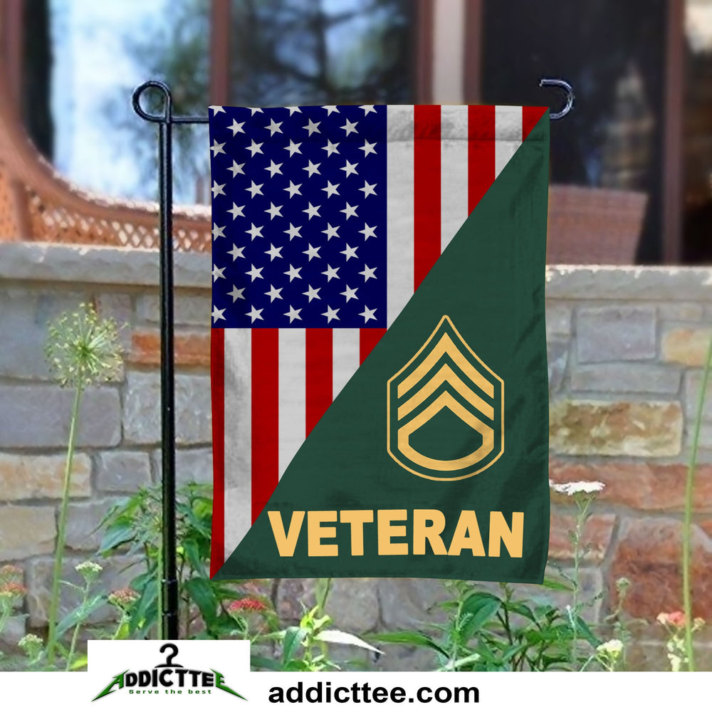 Rank Army Veteran Garden Flag