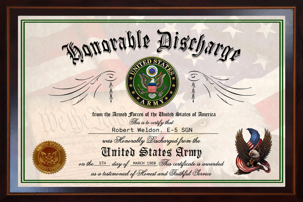 CUSTOMIZED LOGO HONORABLE DISCHARGE CERTIFICATE