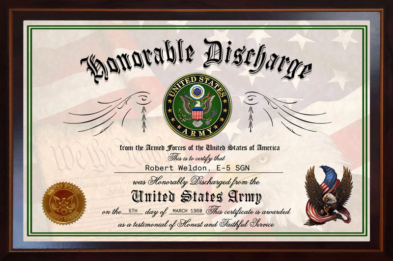 CUSTOMIZED LOGO HONORABLE DISCHARGE CERTIFICATE