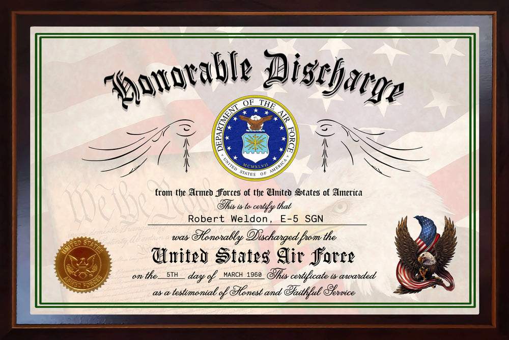CUSTOMIZED LOGO HONORABLE DISCHARGE CERTIFICATE