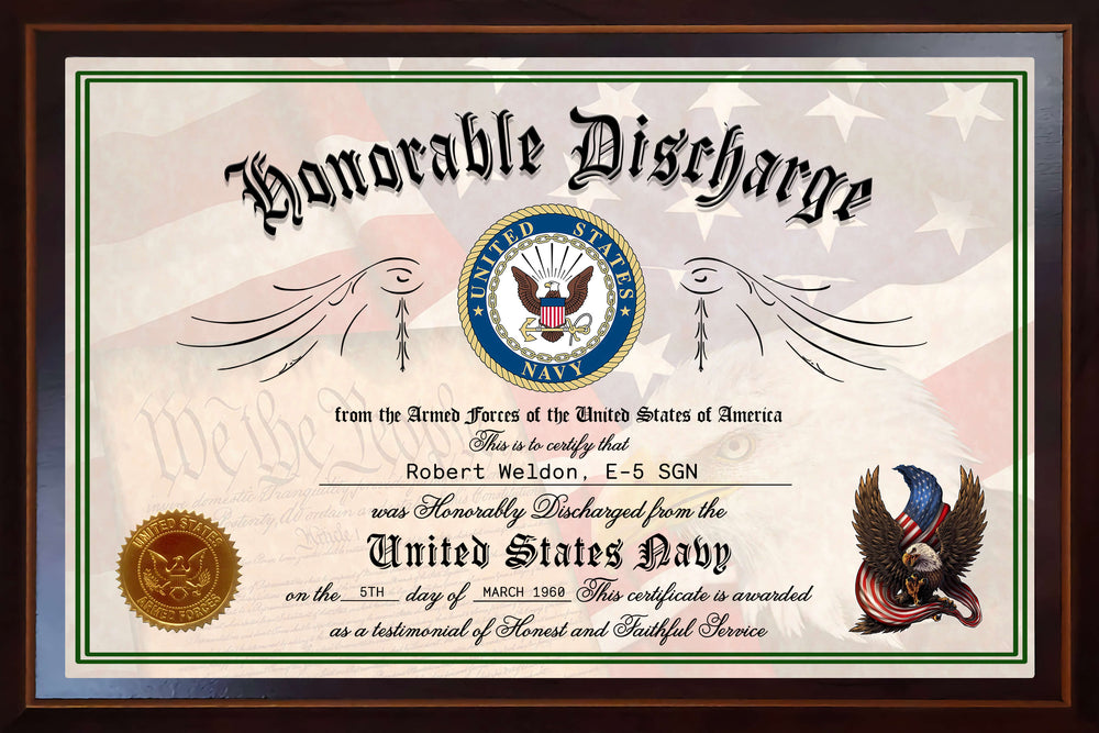 CUSTOMIZED LOGO HONORABLE DISCHARGE CERTIFICATE