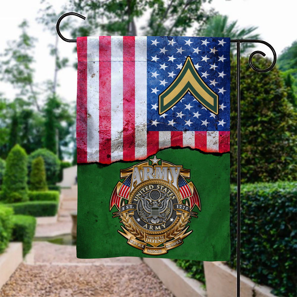 US Army this well defend rank Garden Flag Double-sided Print