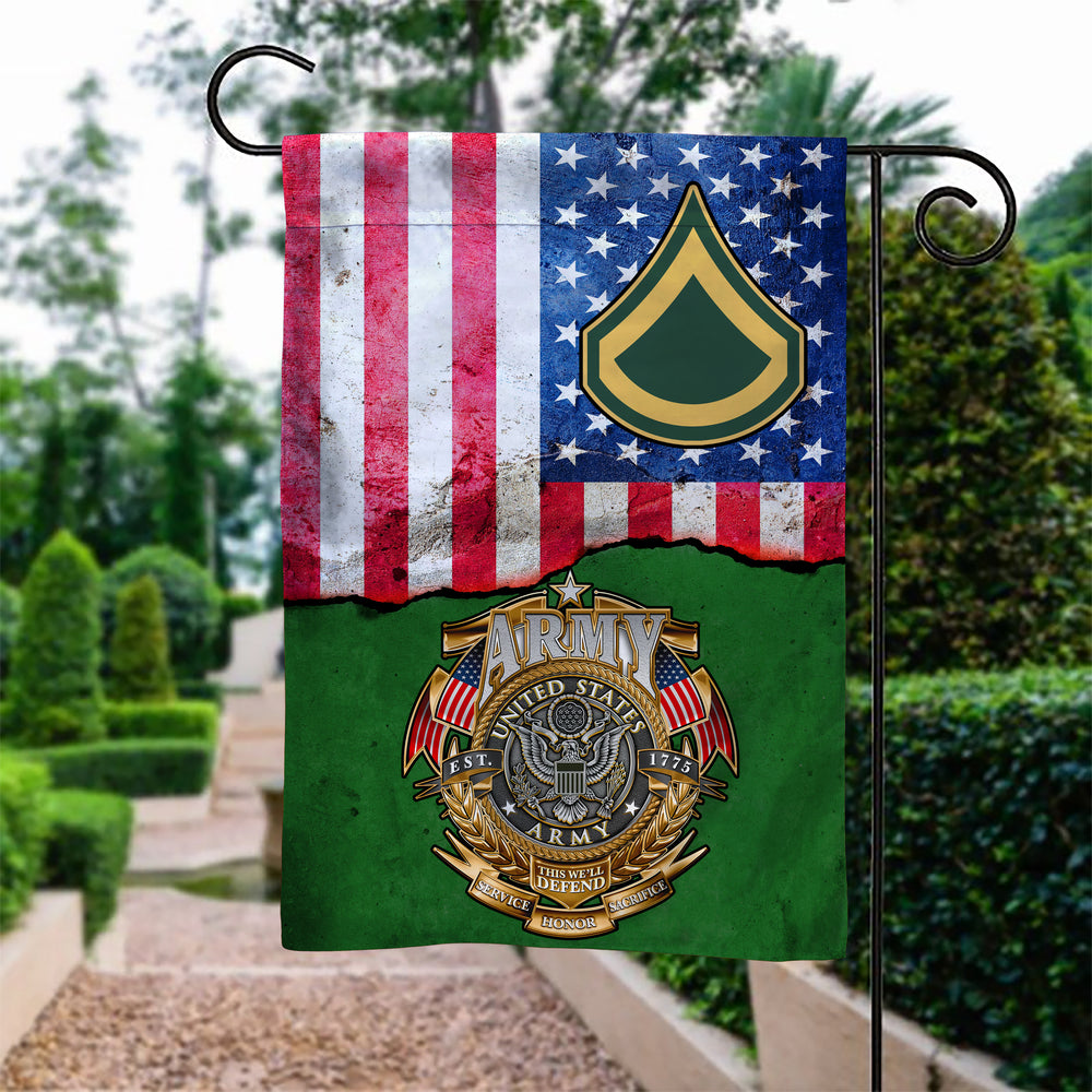 US Army this well defend rank Garden Flag Double-sided Print