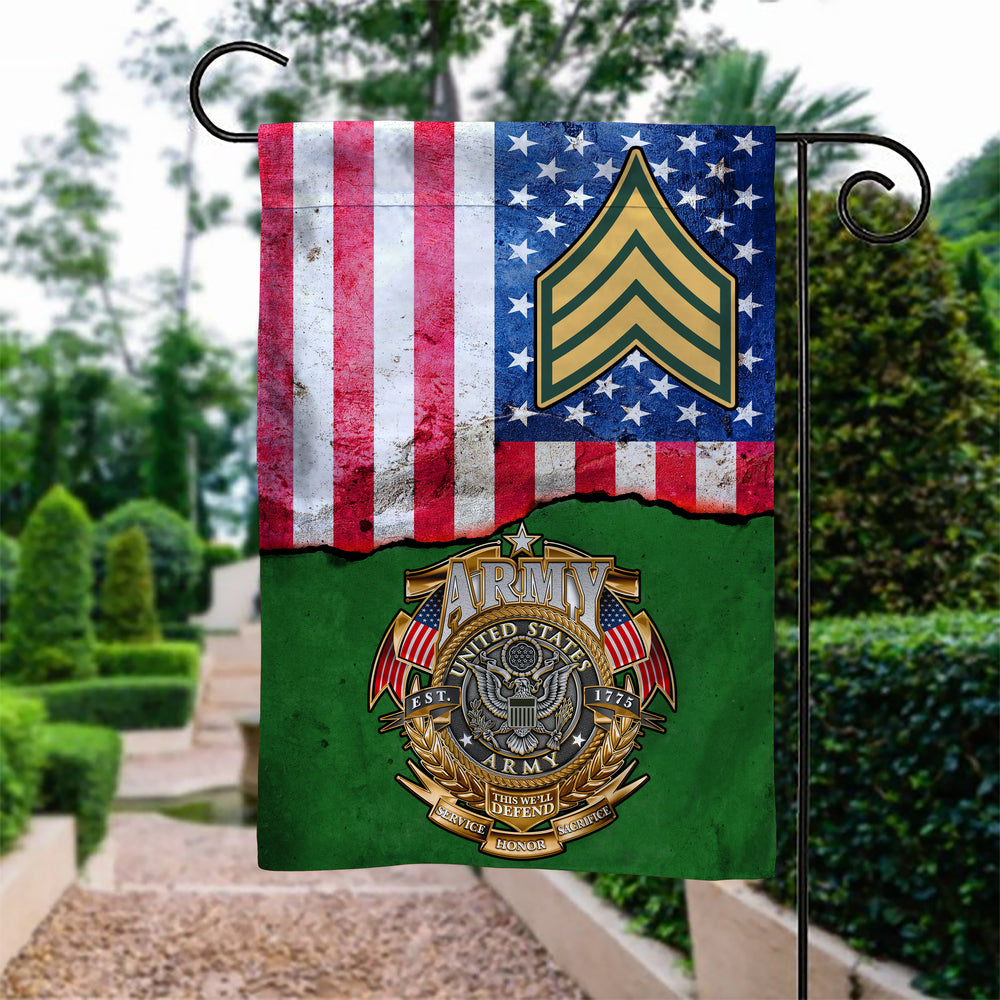 US Army this well defend rank Garden Flag Double-sided Print