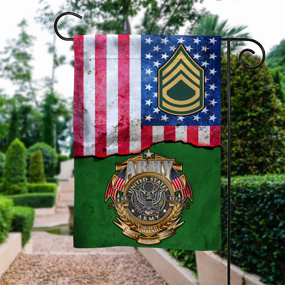 US Army this well defend rank Garden Flag Double-sided Print