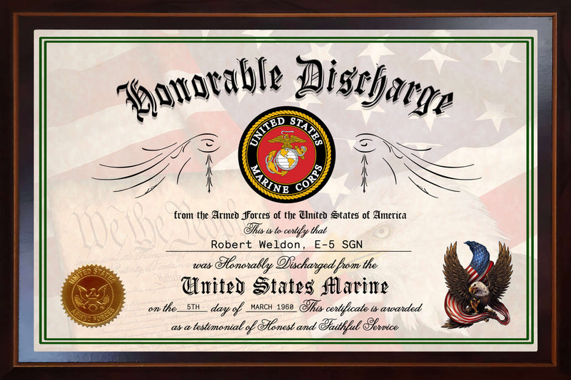 CUSTOMIZED LOGO HONORABLE DISCHARGE CERTIFICATE