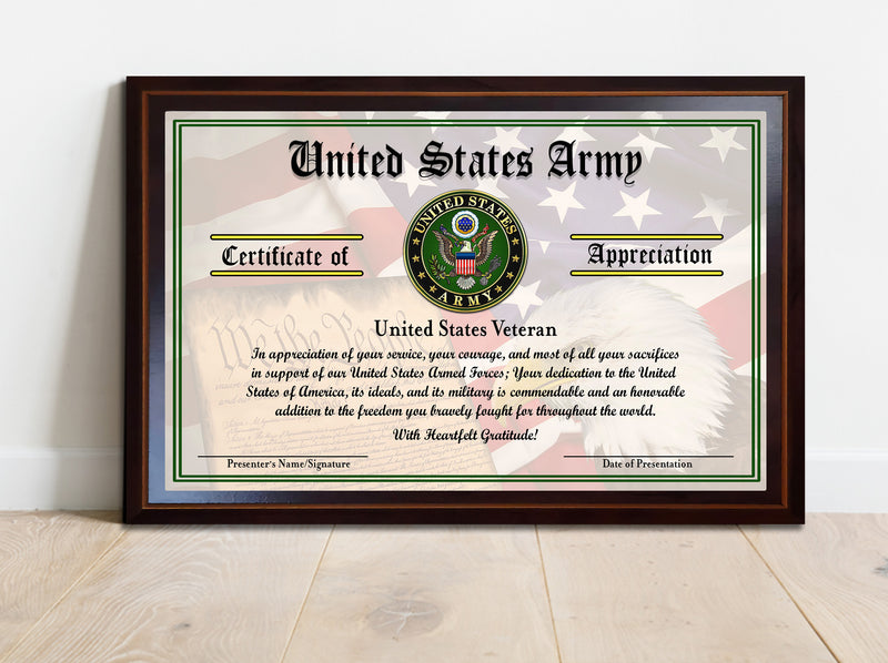 US. ARMY CERTIFICATE OF APPRECIATION