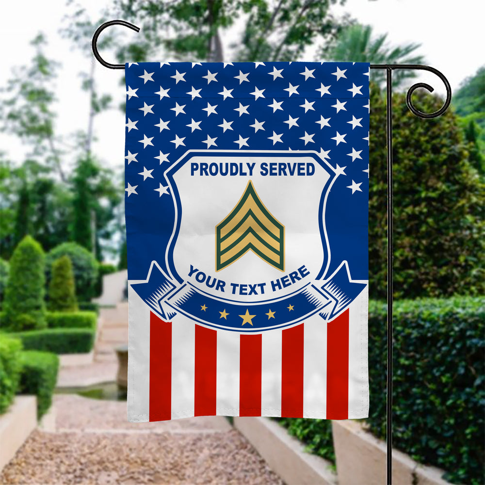 Personalized Rank Army Veteran Garden Flag Double-sided Print