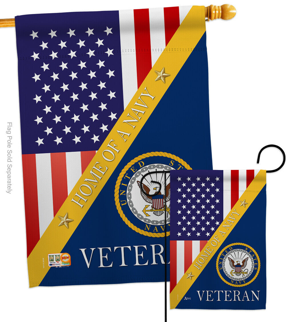 Home Of Navy Garden Flag USN Armed Forces Military Veteran Gift Yard Banner