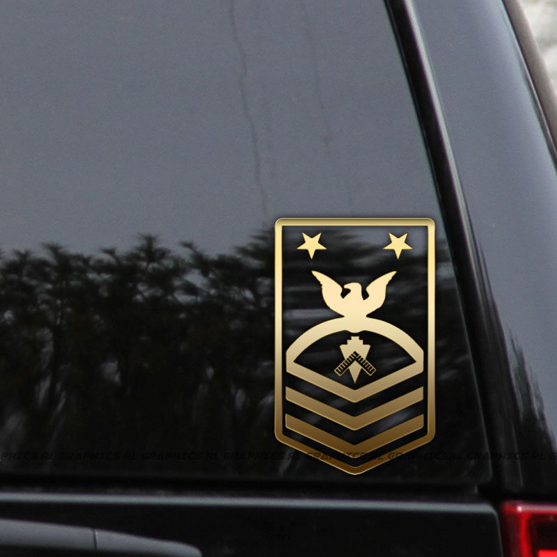 2PCS/SET US Navy SEABEES Builder Decal Sticker Officer Chief Senior Master Window