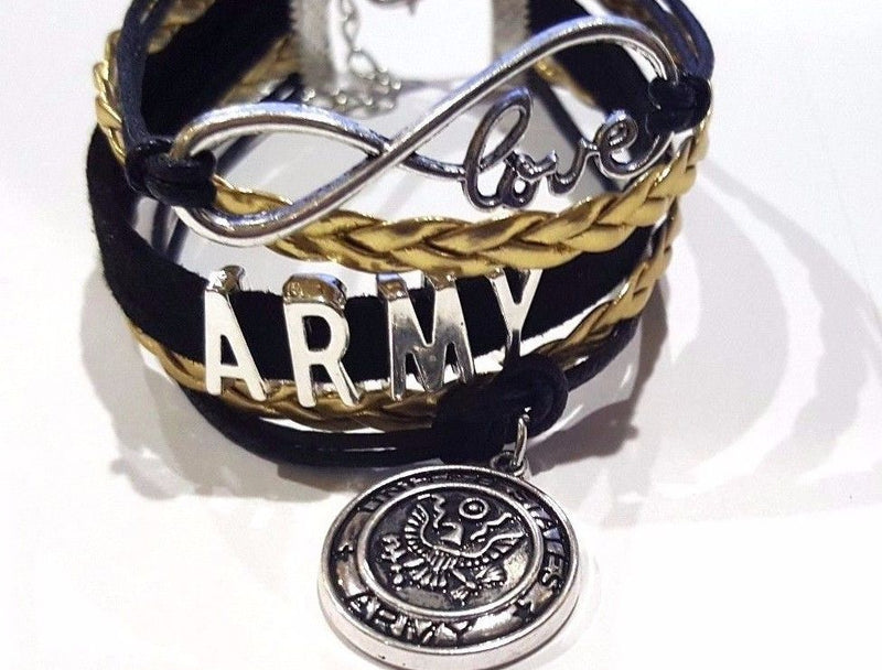 US Army Love Infinity Bracelet with Charm