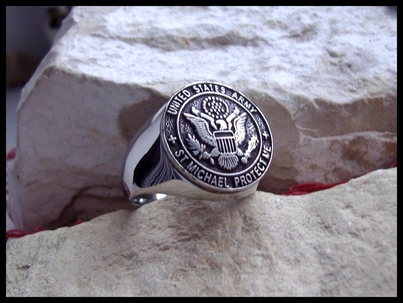 FREE SHIPPING US ARMY SEAL CREST SAINT MICHAEL PROTECT ME RING