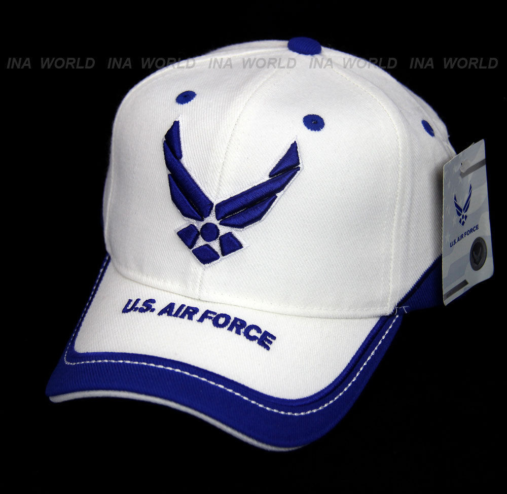 US AIR FORCE hat USAF Logo Military Official Licensed Baseball cap- White/Blue