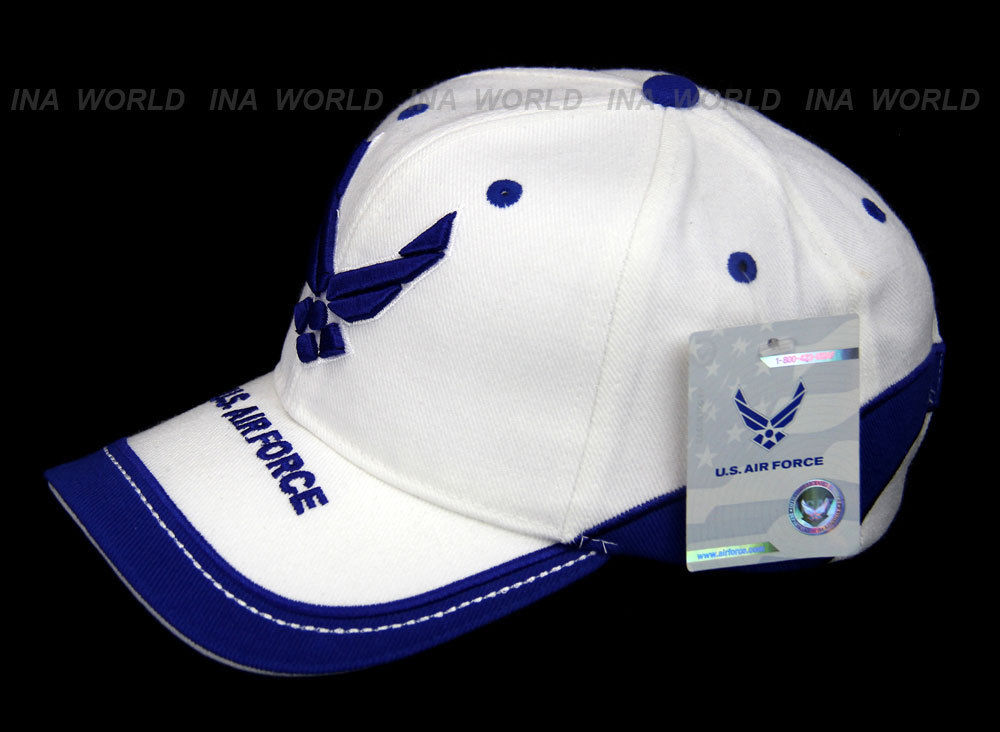US AIR FORCE hat USAF Logo Military Official Licensed Baseball cap- White/Blue