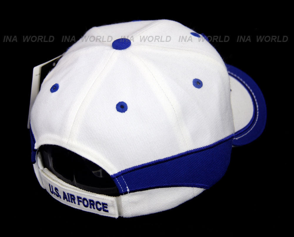 US AIR FORCE hat USAF Logo Military Official Licensed Baseball cap- White/Blue