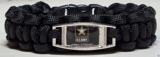 Army Strong Black Paracord Unisex Bracelet for Soldiers & Veterans