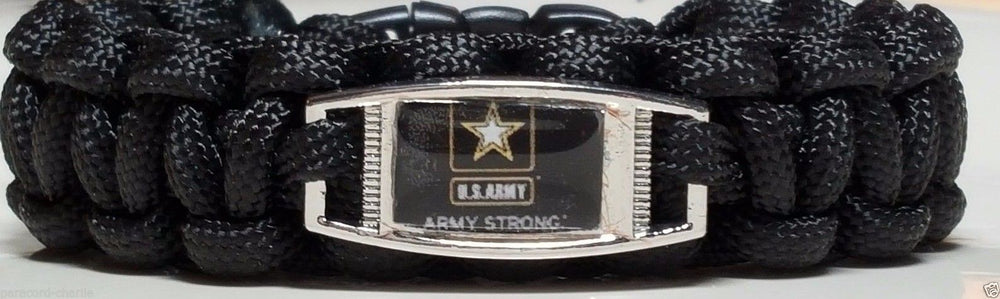 Army Strong Black Paracord Unisex Bracelet for Soldiers & Veterans