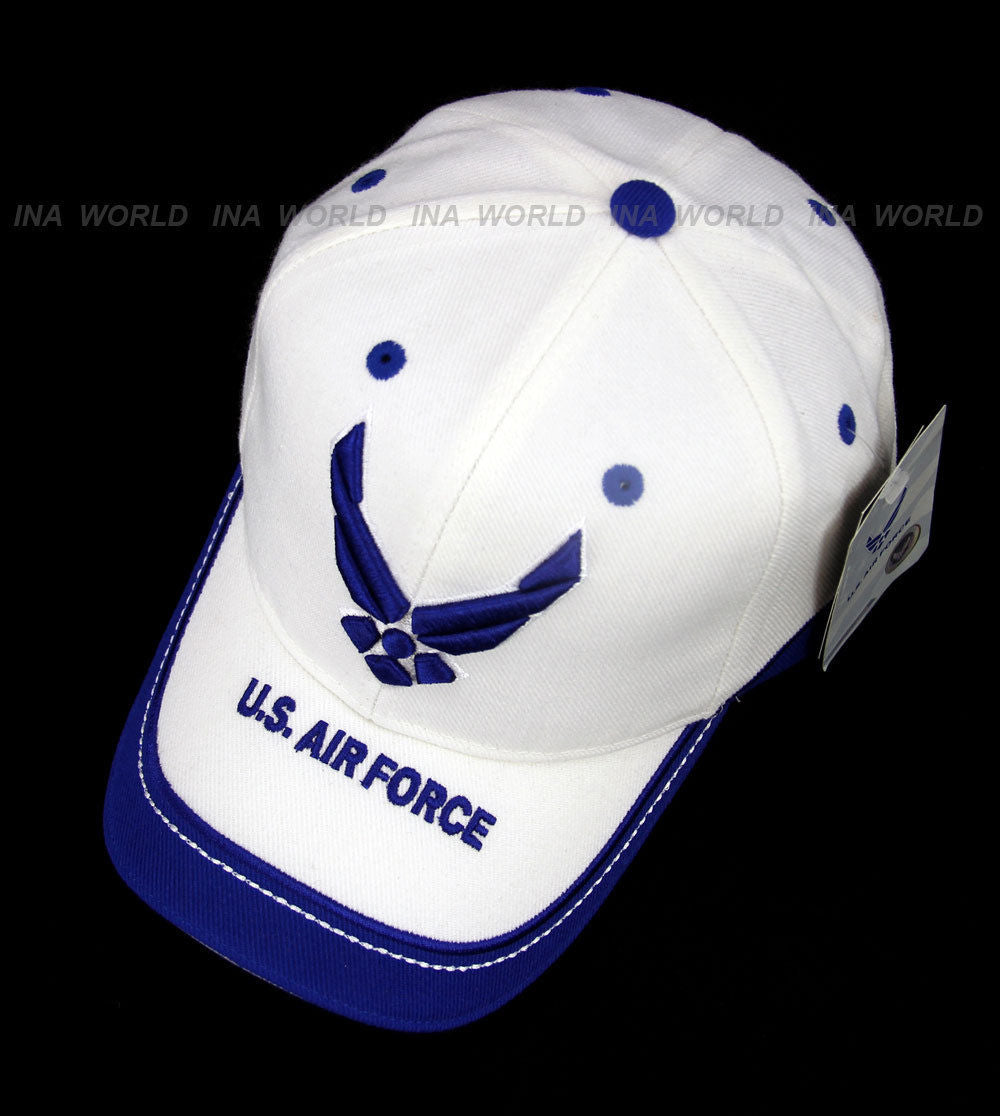 US AIR FORCE hat USAF Logo Military Official Licensed Baseball cap- White/Blue