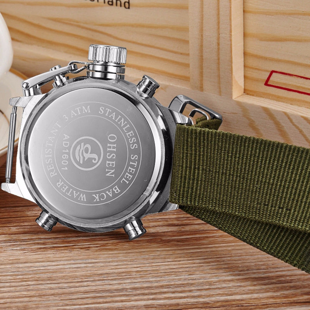 Military Army Green Analog Digital Quartz Nylon Canvas Wrist Watch Sport US