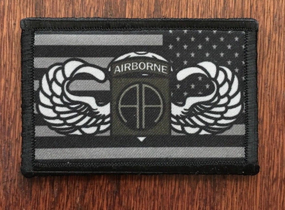 Jump Wings 82nd Airborne USA FLAG Morale Patch Tactical Military Hook Badge