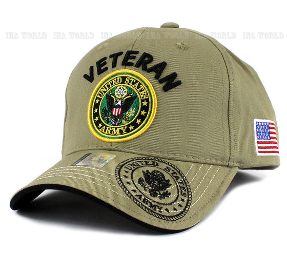U.S. ARMY hat Military VETERAN ARMY Official Logo Flag Baseball cap- Khaki Beige