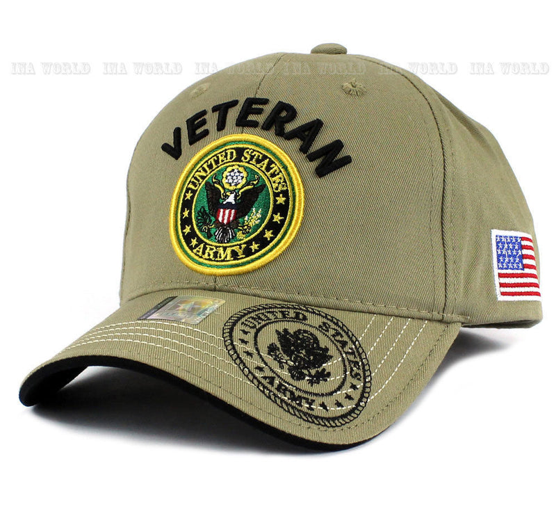 U.S. ARMY hat Military VETERAN ARMY Official Logo Flag Baseball cap- Khaki Beige