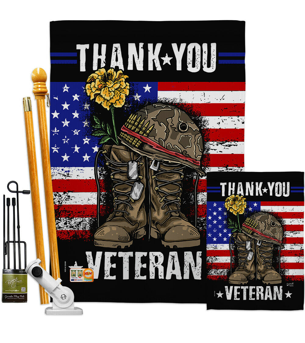 Thank you Veteran Garden Flag Military Armed Forces Gift Small Yard House Banner