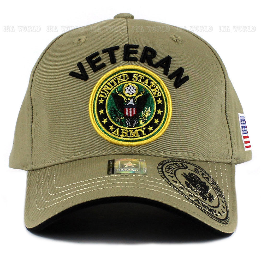 U.S. ARMY hat Military VETERAN ARMY Official Logo Flag Baseball cap- Khaki Beige