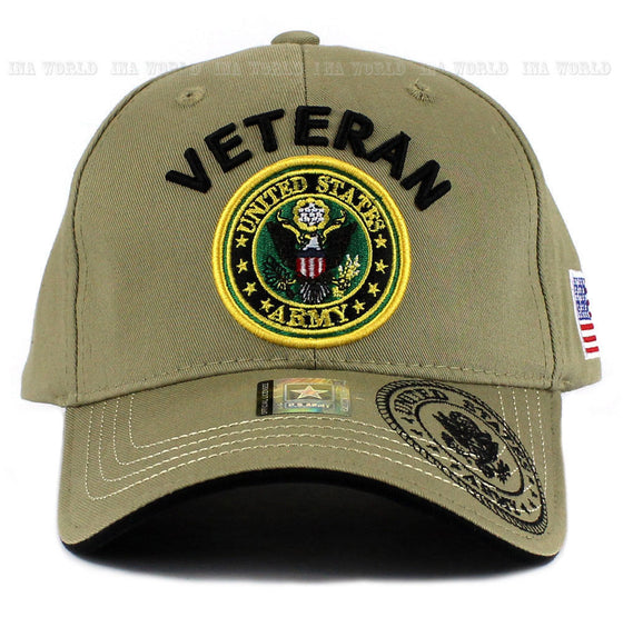 U.S. ARMY hat Military VETERAN ARMY Official Logo Flag Baseball cap- Khaki Beige
