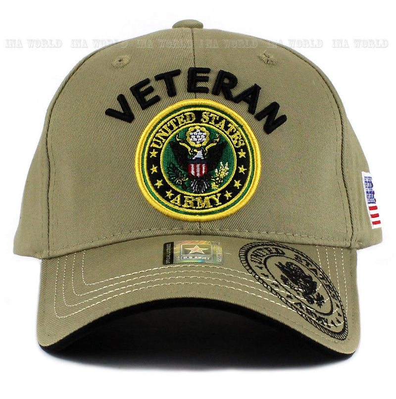 U.S. ARMY hat Military VETERAN ARMY Official Logo Flag Baseball cap- Khaki Beige