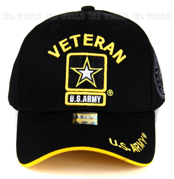 U.S. ARMY hat cap Military VETERAN ARMY STRONG Licensed Baseball cap- Black/Gold