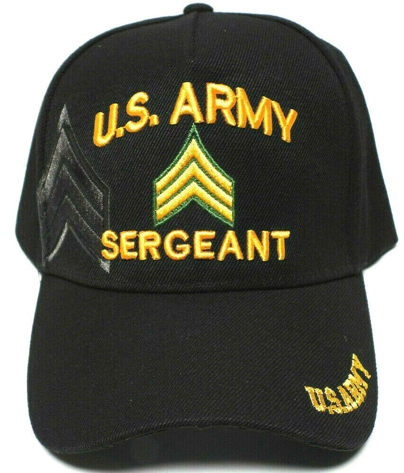 ARMY SERGEANT Cap/Hat w/ Shadow Stripes Black Military