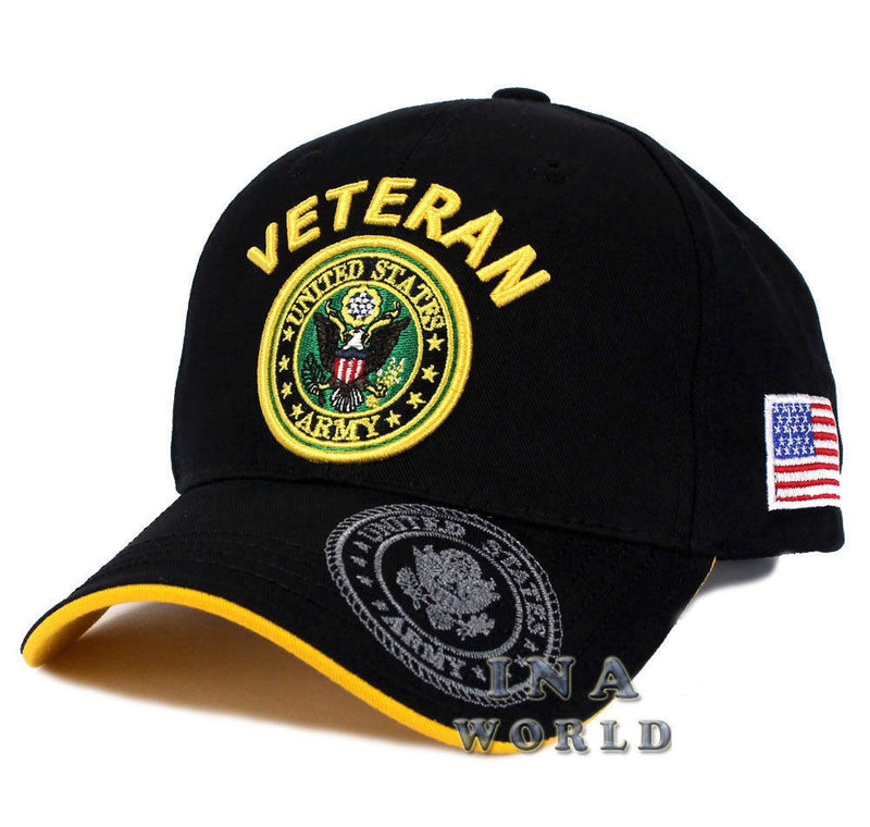 U.S. ARMY hat Military VETERAN ARMY Official Licensed Flag Baseball cap- Black