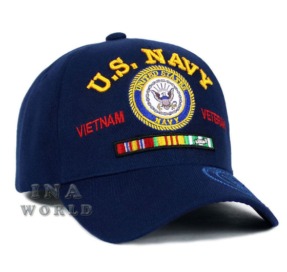 U.S. NAVY hat VIETNAM VETERAN Military Official Licensed Baseball cap-Navy Blue