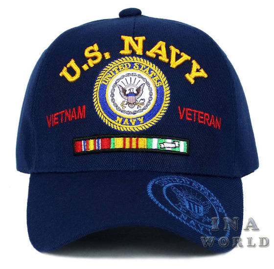 U.S. NAVY hat VIETNAM VETERAN Military Official Licensed Baseball cap-Navy Blue