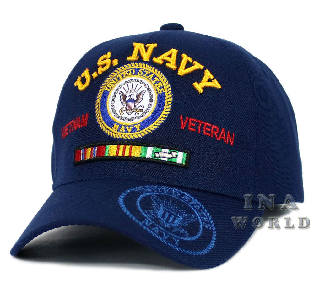 U.S. NAVY hat VIETNAM VETERAN Military Official Licensed Baseball cap-Navy Blue