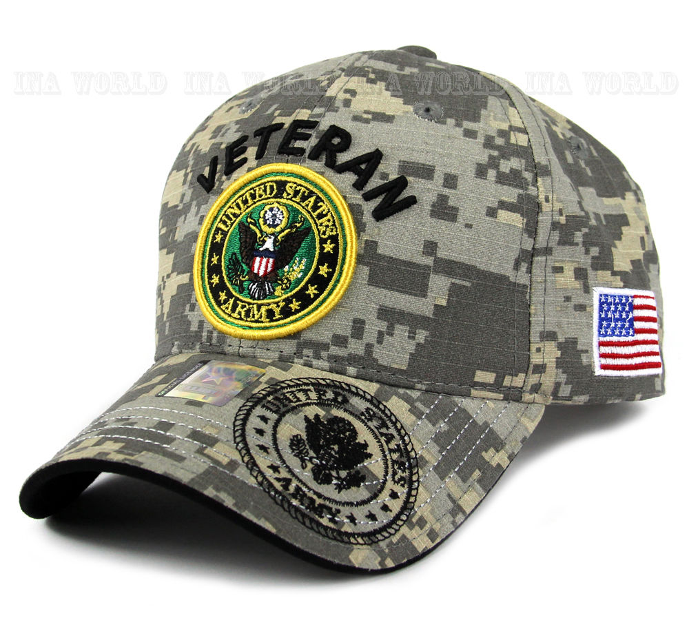 U.S. ARMY hat Military VETERAN ARMY Official Licensed Flag Baseball cap-ACU camo