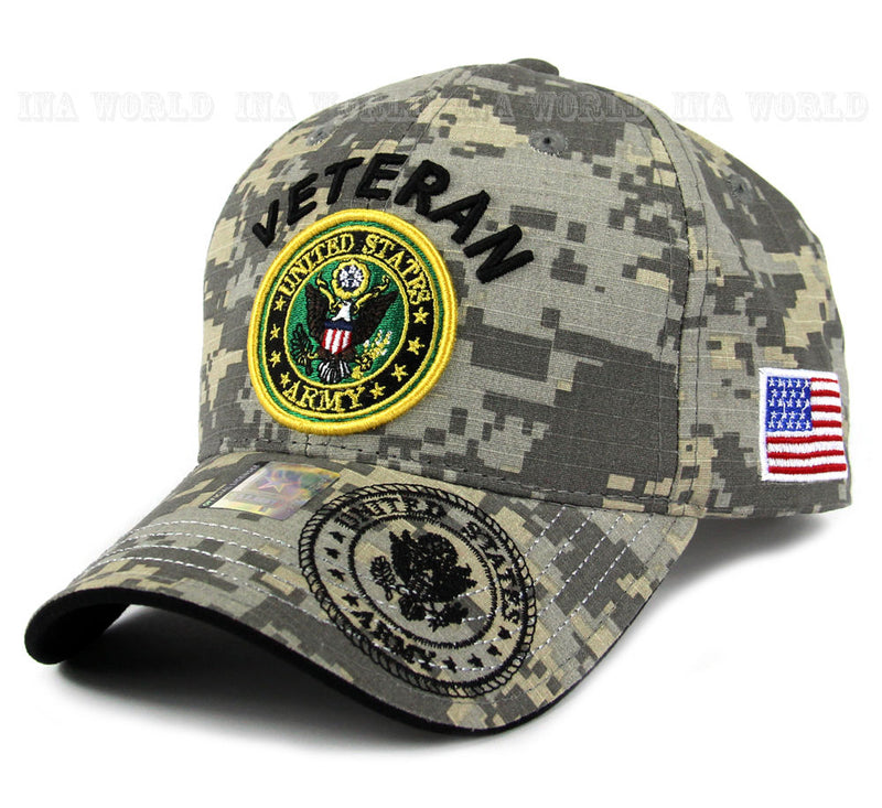 U.S. ARMY hat Military VETERAN ARMY Official Licensed Flag Baseball cap-ACU camo