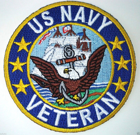 US NAVY VETERAN Military Veteran Biker 3" Rd. Patch P2413