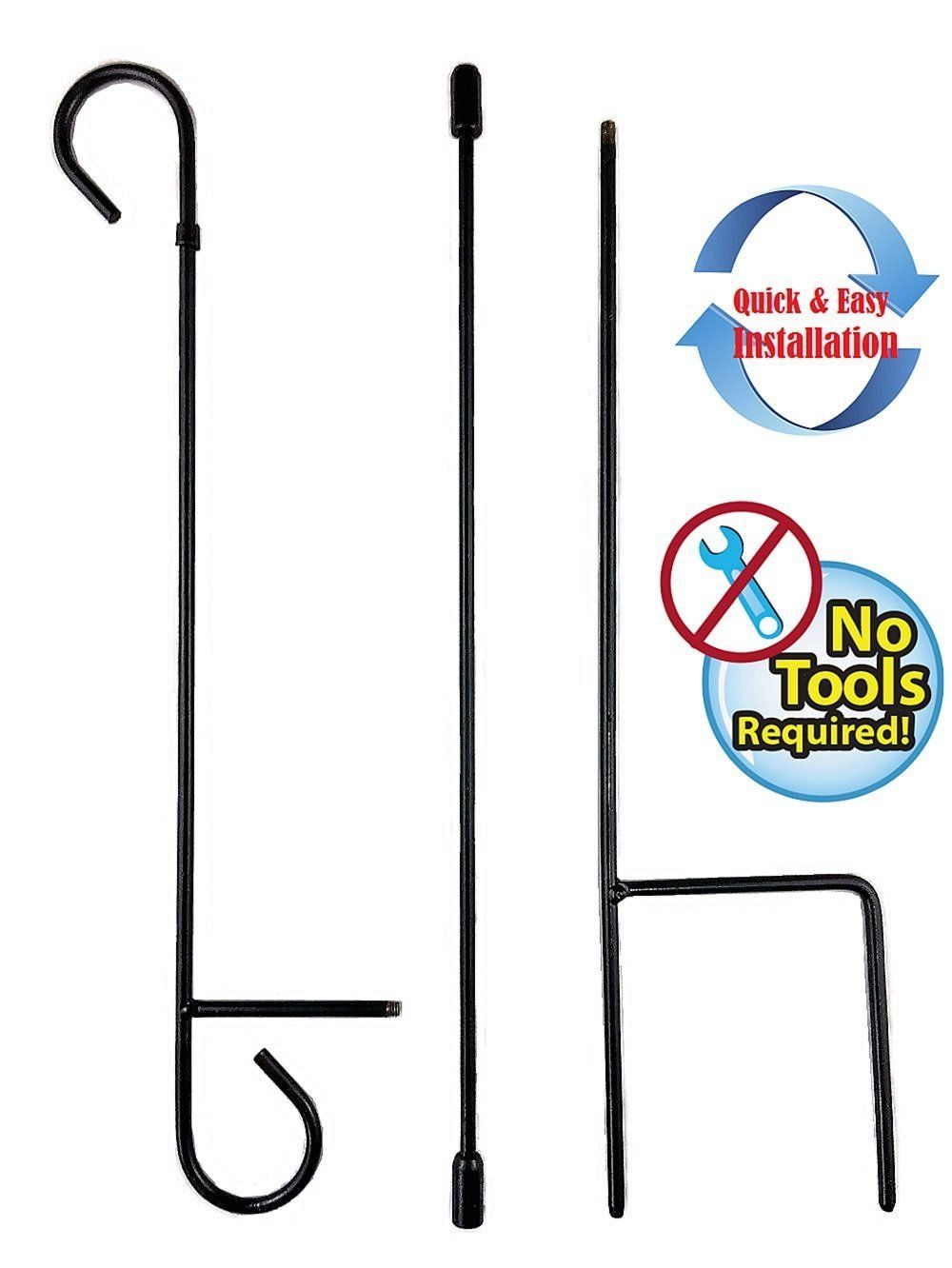 Powder Coated Wrought Iron Garden Flag Stand, garden flag holder flag post flag stand (17.5 inches wide 38 inches high)