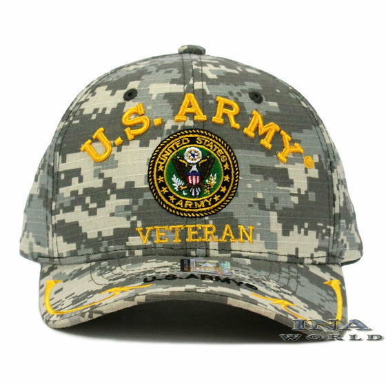 U.S. ARMY Hat ARMY VETERAN Eagle Logo Military Licensed Baseball Cap- ACU Camo