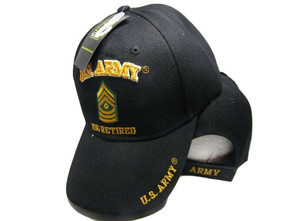 U.S. Army 1SG Retired Military Black Embroidered Cap Hat CAP560E (TOPW)