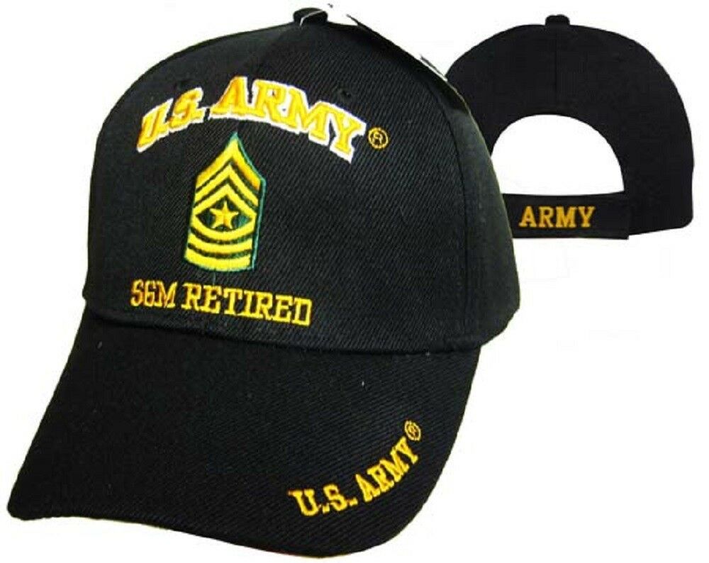 U.S. Army SGM Retired Military Black Embroidered Cap Hat CAP560F (TOPW)