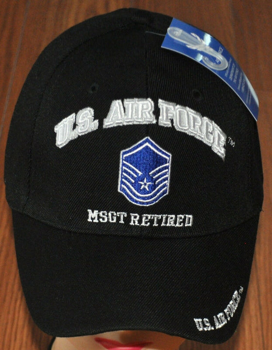 Black US Air Force MSGT Master Sergeant Retired Veteran Hat Baseball Ball Cap E7
