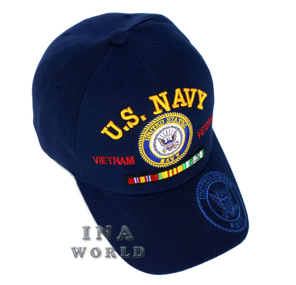U.S. NAVY hat VIETNAM VETERAN Military Official Licensed Baseball cap-Navy Blue