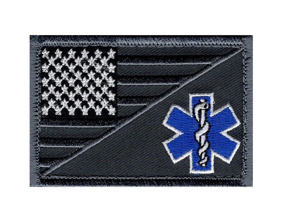 EMT USA Flag Medic Ems Tactical Hook Patch (Subdued Silver-MFY15) BY MILTACUSA